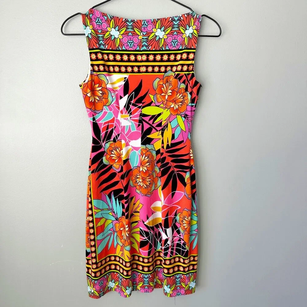 Cache Floral Hawaiian Boat Neck Dress Womens Size 2 - Picture 4 of 4